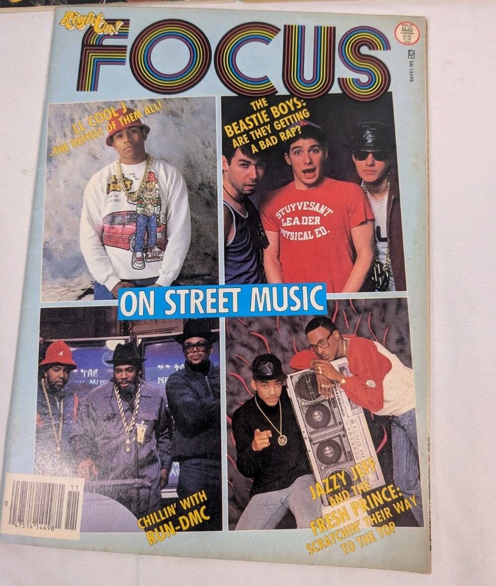 Vintage Right On/Focus Magazine November 1987 Featuring Run DMC LL Cool J Etc